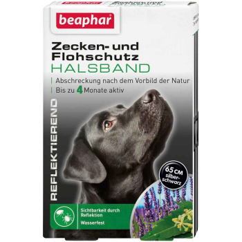 beaphar® Zecken- und Flohschutzhalsband, schwarz-reflektierend