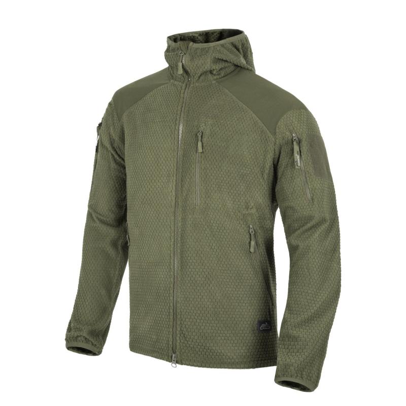 Alpha Hoodie Grid Fleece - Olive Green