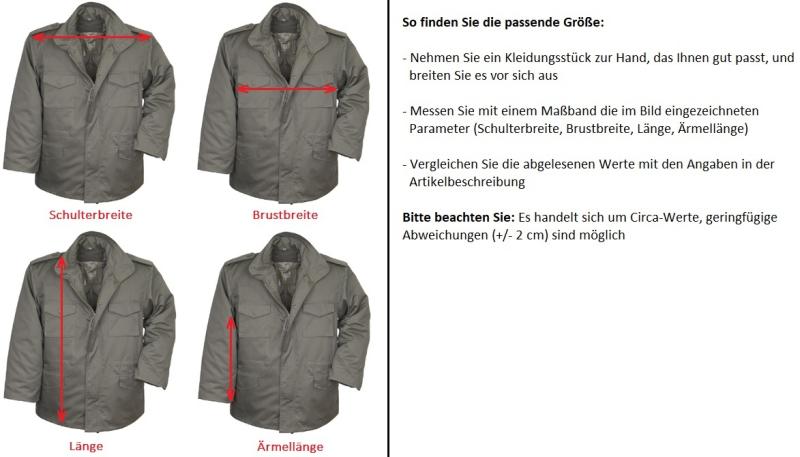 Tschechischer Feldparka M95 Größen