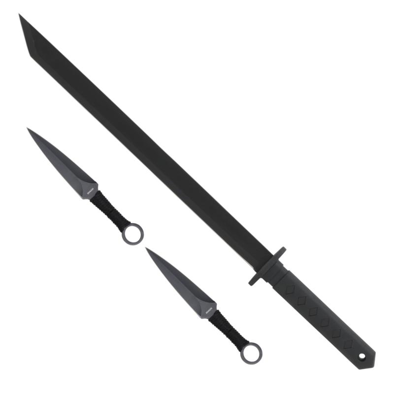 Rückenschwert-Set mit Wurfmessern