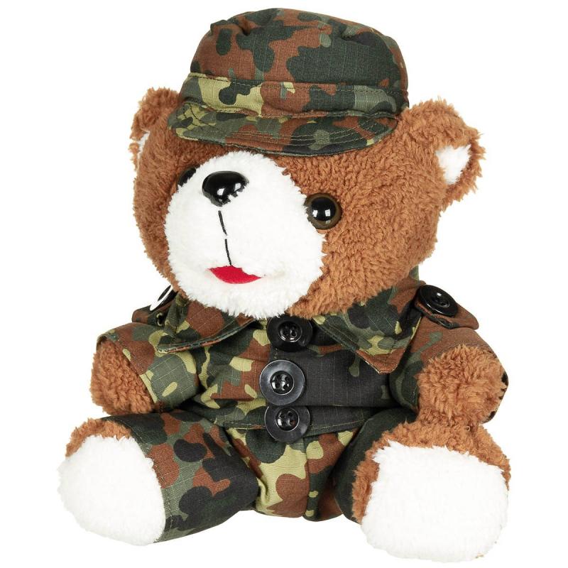 Soldaten Teddybär, mit Anzug und Mütze - Flecktarn