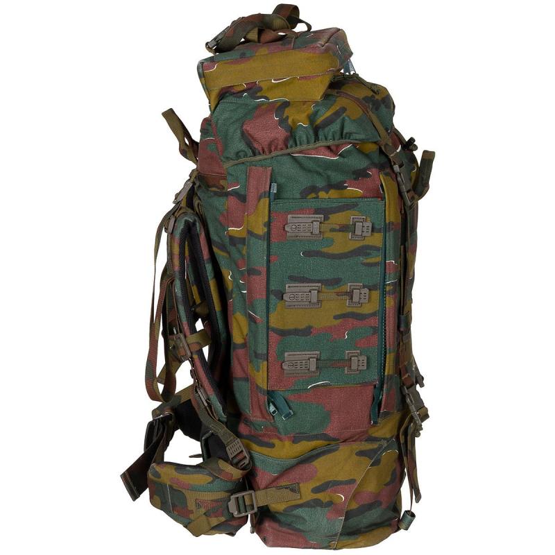 Belgischer Armee Rucksack mit Seitentaschen 120 L, Jigsaw-Tarn, gebraucht